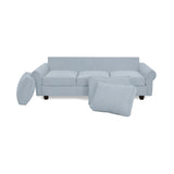 Sofá Lancaster Plata Eureka y Matiz Wengue 217x80cm de Tres Puestos sin Apoya Brazos