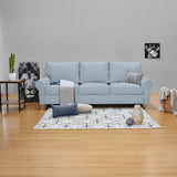 Sofá Lancaster Plata Eureka y Matiz Wengue 217x80cm de Tres Puestos sin Apoya Brazos