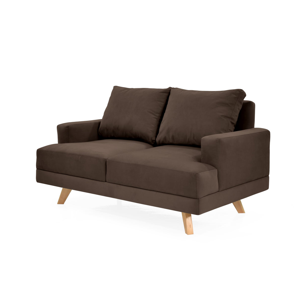 Sofá Lisboa Chocolate Denver y Matiz Natural 137x84cm de Dos Puestos sin Apoya Brazos