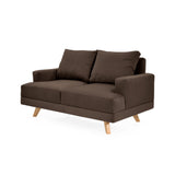 Sofá Lisboa Chocolate Denver y Matiz Natural 137x84cm de Dos Puestos sin Apoya Brazos