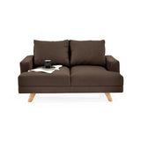 Sofá Lisboa Chocolate Denver y Matiz Natural 137x84cm de Dos Puestos sin Apoya Brazos