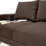 Sofá Lisboa Chocolate Denver y Matiz Natural 137x84cm de Dos Puestos sin Apoya Brazos