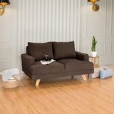 Sofá Lisboa Chocolate Denver y Matiz Natural 137x84cm de Dos Puestos sin Apoya Brazos