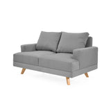 Sofá Lisboa Gris Denver y Matiz Natural 137x84cm de Dos Puestos sin Apoya Brazos