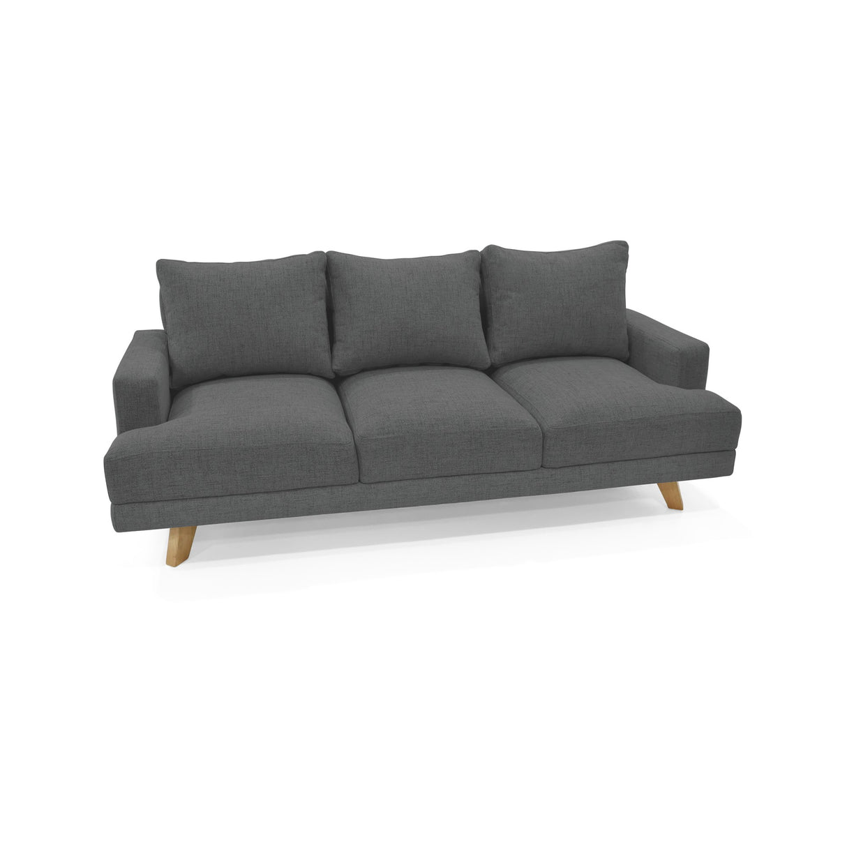 Sofá Lisboa Gris Dicosta y Matiz Natural 192x85cm de Tres Puestos con Apoya Brazos