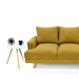 Sofá Lisboa Mostaza Dicosta y Matiz Natural 192x85cm de Tres Puestos con Apoya Brazos