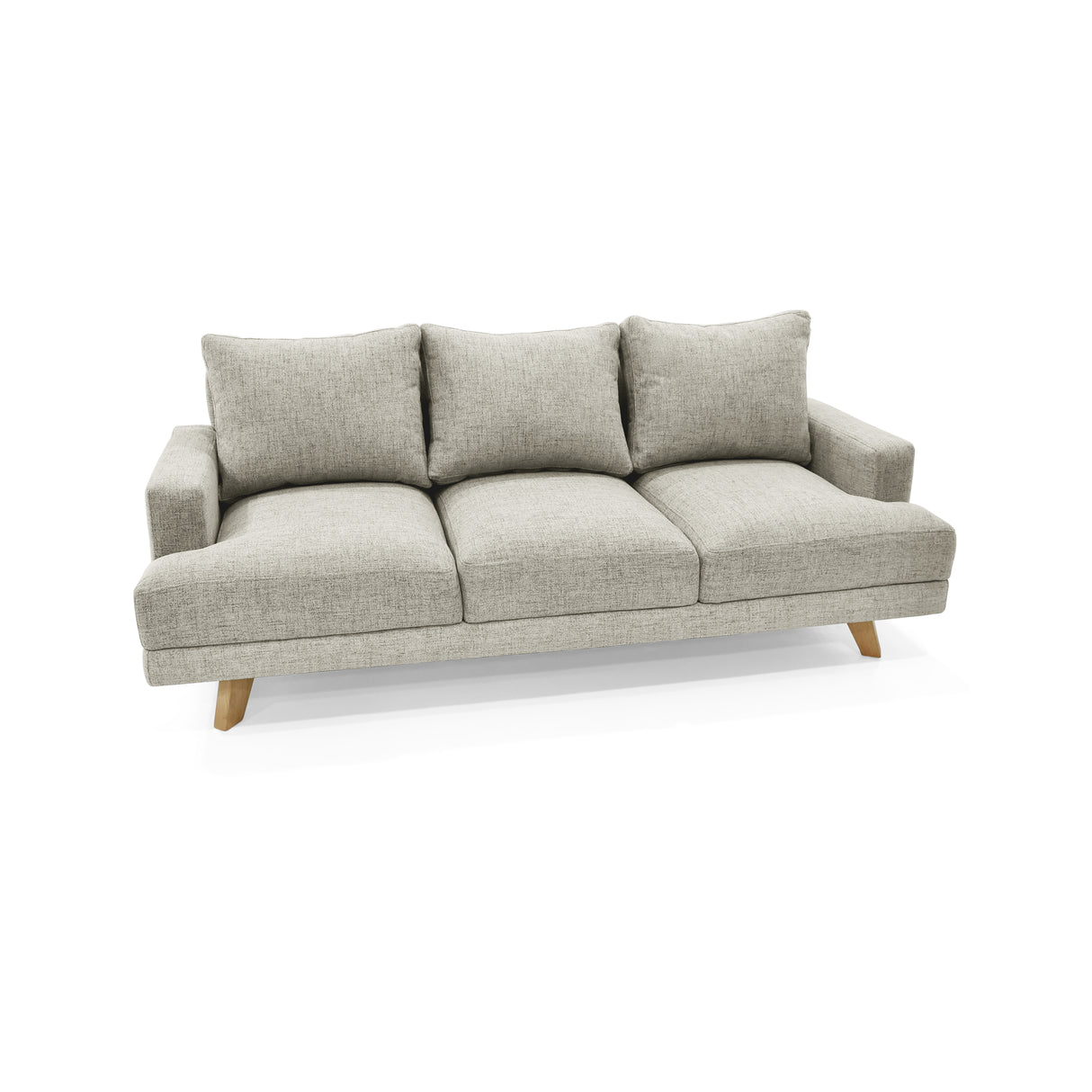 Sofá Lisboa Taupe Dicosta y Matiz Natural 192x85cm de Tres Puestos con Apoya Brazos