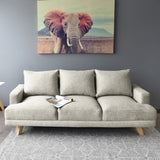 Sofá Lisboa Taupe Dicosta y Matiz Natural 192x85cm de Tres Puestos con Apoya Brazos