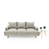 Sofá Lisboa Taupe Dicosta y Matiz Natural 192x85cm de Tres Puestos con Apoya Brazos