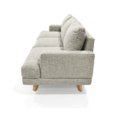 Sofá Lisboa Taupe Dicosta y Matiz Natural 192x85cm de Tres Puestos con Apoya Brazos