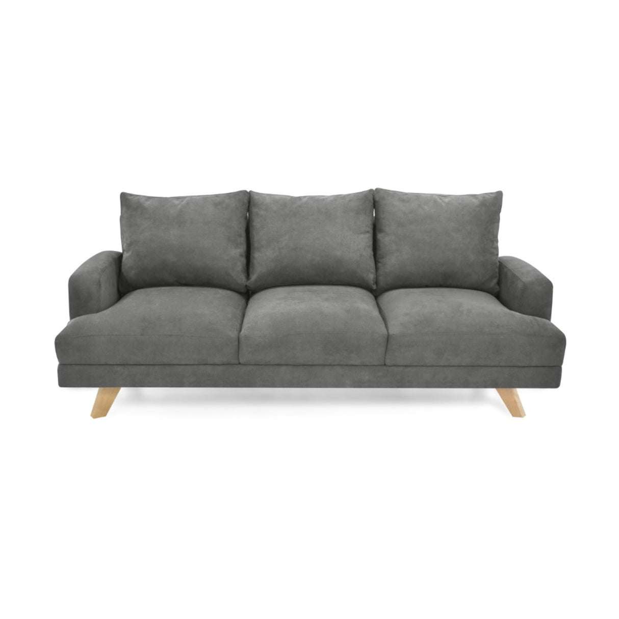 Sofá Lisboa Gris Dorsey y Matiz Natural 192x85cm de Tres Puestos con Apoya Brazos