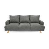 Sofá Lisboa Gris Dorsey y Matiz Natural 192x85cm de Tres Puestos con Apoya Brazos