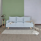 Sofá Lisboa Plata Eureka y Matiz Natural 192x85cm de Tres Puestos con Apoya Brazos