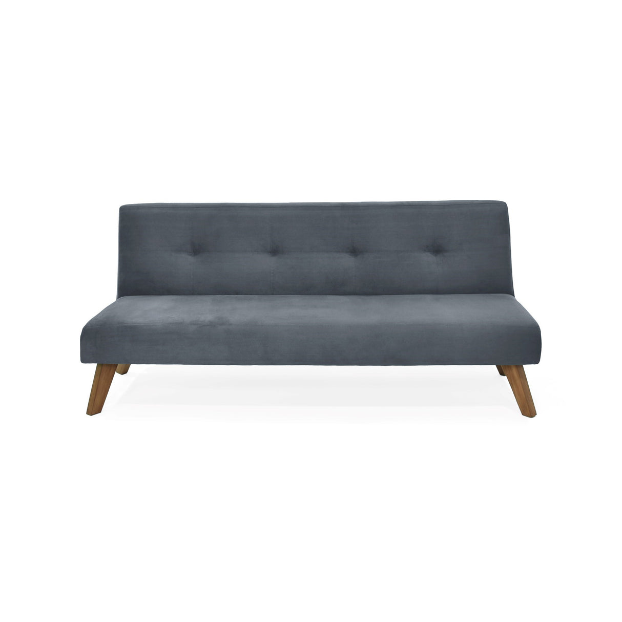 Sofá Cama London Gris Denver y Matiz Caoba 180x78cm de Dos Puestos Reclinable sin Apoya Brazos