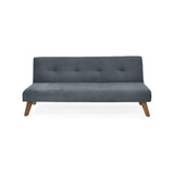 Sofá Cama London Gris Denver y Matiz Caoba 180x78cm de Dos Puestos Reclinable sin Apoya Brazos