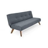 Sofá Cama London Gris Denver y Matiz Caoba 180x78cm de Dos Puestos Reclinable sin Apoya Brazos