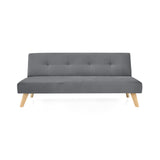 Sofá Cama London Gris Denver y Matiz Natural 180x78cm de Dos Puestos Reclinable sin Apoya Brazos