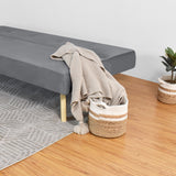 Sofá Cama London Gris Denver y Matiz Natural 180x78cm de Dos Puestos Reclinable sin Apoya Brazos