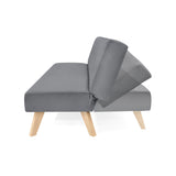 Sofá Cama London Gris Denver y Matiz Natural 180x78cm de Dos Puestos Reclinable sin Apoya Brazos