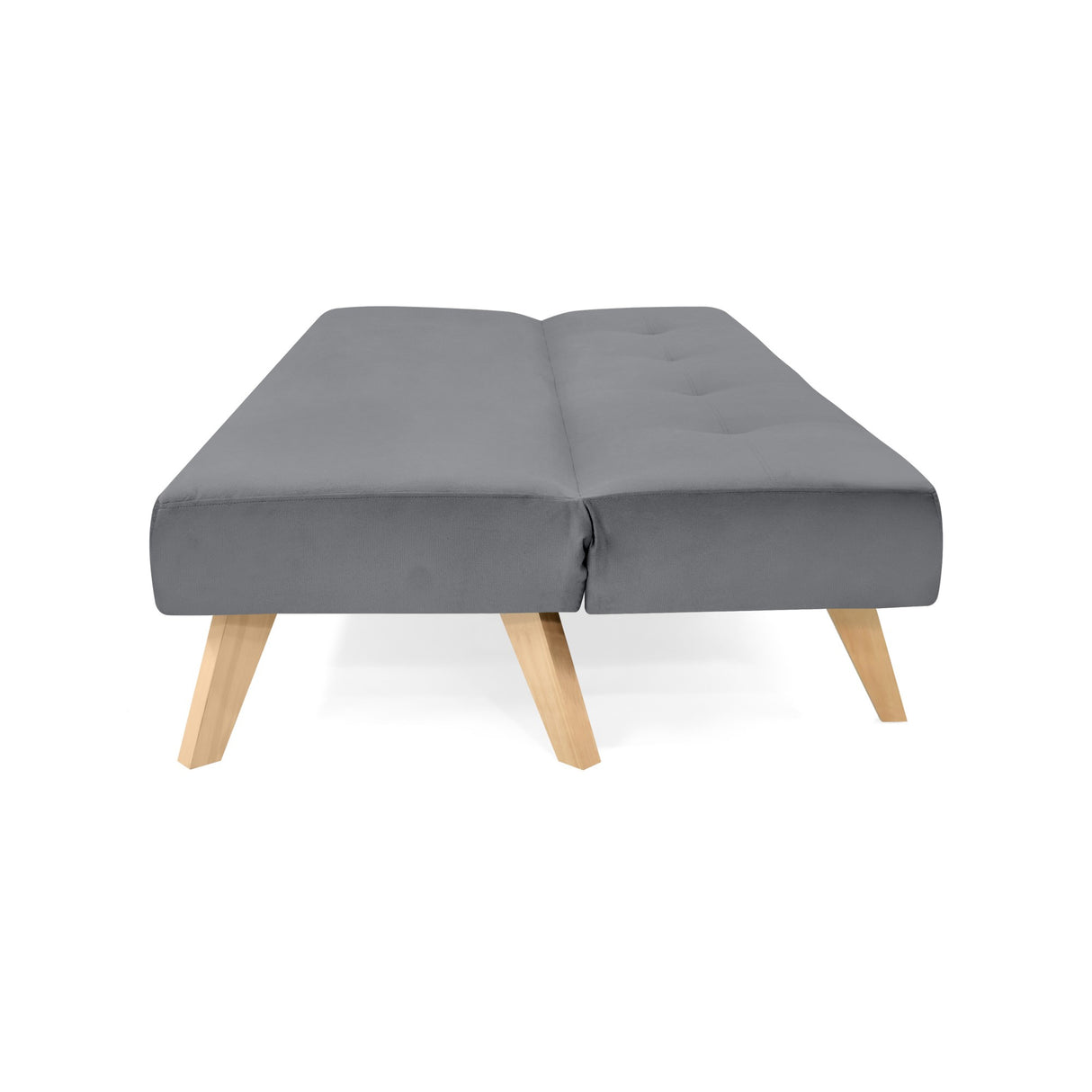 Sofá Cama London Gris Denver y Matiz Natural 180x78cm de Dos Puestos Reclinable sin Apoya Brazos