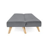 Sofá Cama London Gris Denver y Matiz Natural 180x78cm de Dos Puestos Reclinable sin Apoya Brazos