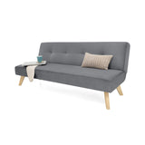 Sofá Cama London Gris Denver y Matiz Natural 180x78cm de Dos Puestos Reclinable sin Apoya Brazos