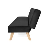 Sofá Cama London Negro Denver y Matiz Natural 180x78cm de Dos Puestos Reclinable sin Apoya Brazos
