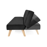 Sofá Cama London Negro Denver y Matiz Natural 180x78cm de Dos Puestos Reclinable sin Apoya Brazos