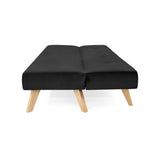 Sofá Cama London Negro Denver y Matiz Natural 180x78cm de Dos Puestos Reclinable sin Apoya Brazos