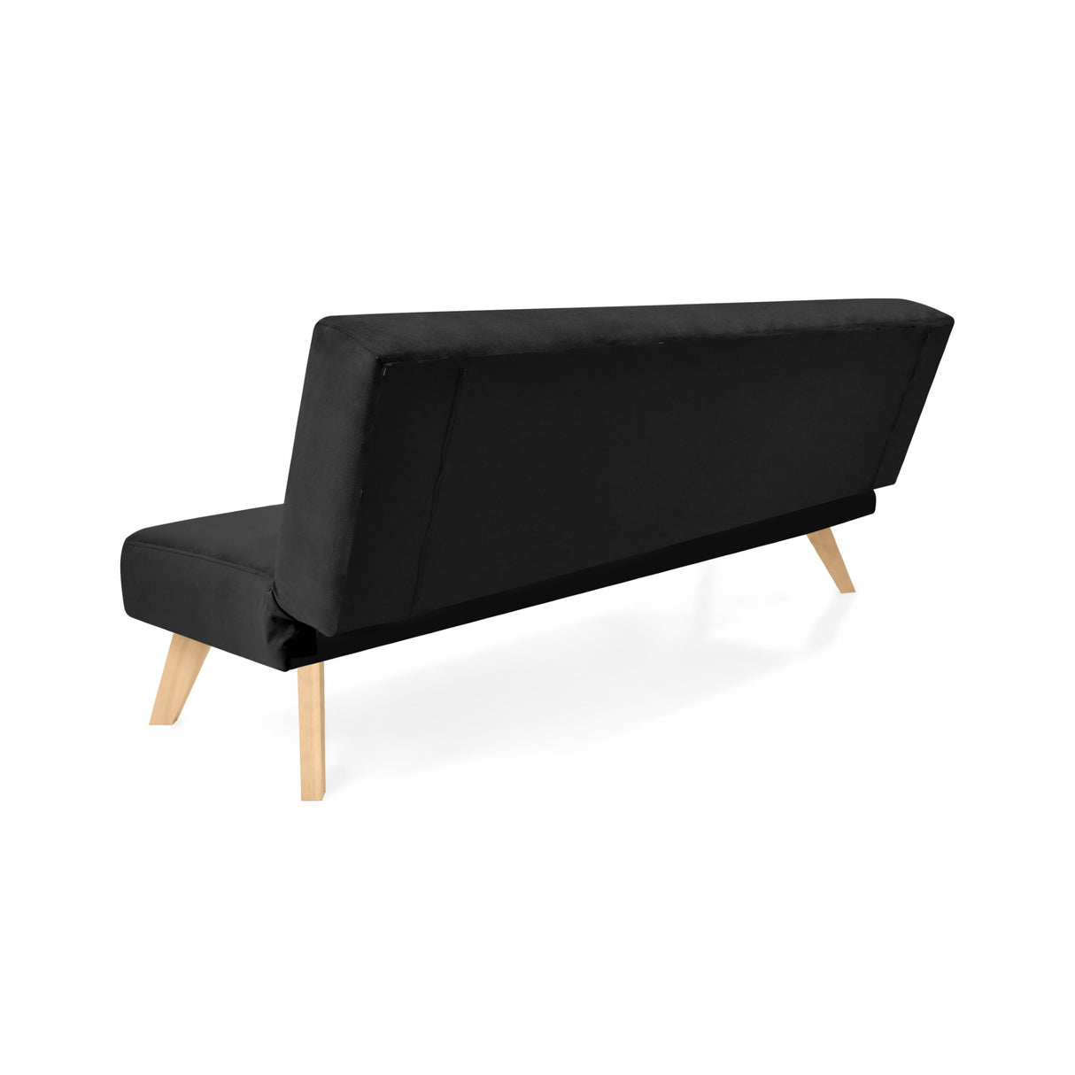 Sofá Cama London Negro Denver y Matiz Natural 180x78cm de Dos Puestos Reclinable sin Apoya Brazos