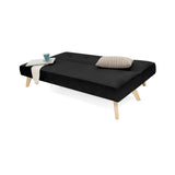 Sofá Cama London Negro Denver y Matiz Natural 180x78cm de Dos Puestos Reclinable sin Apoya Brazos