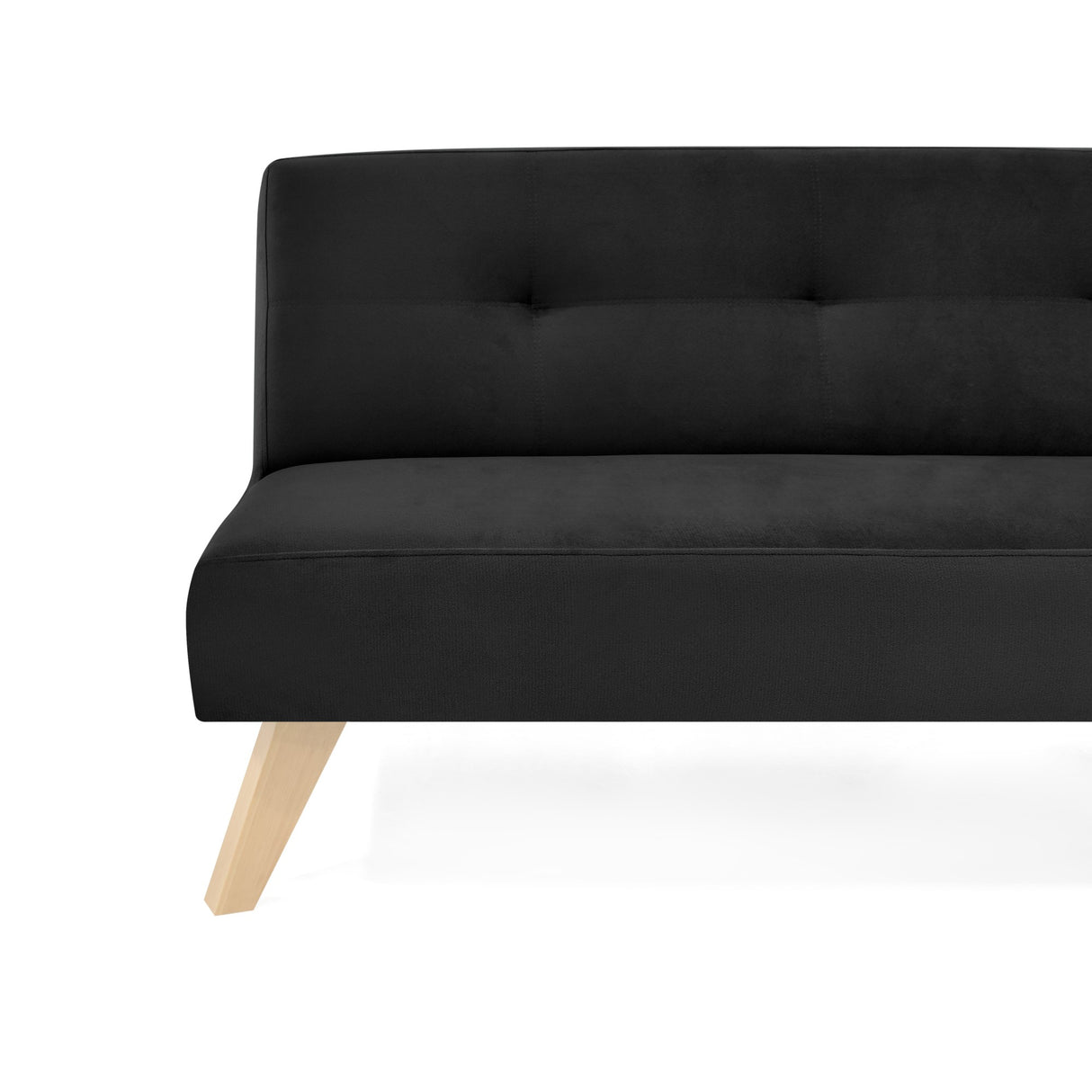 Sofá Cama London Negro Denver y Matiz Natural 180x78cm de Dos Puestos Reclinable sin Apoya Brazos