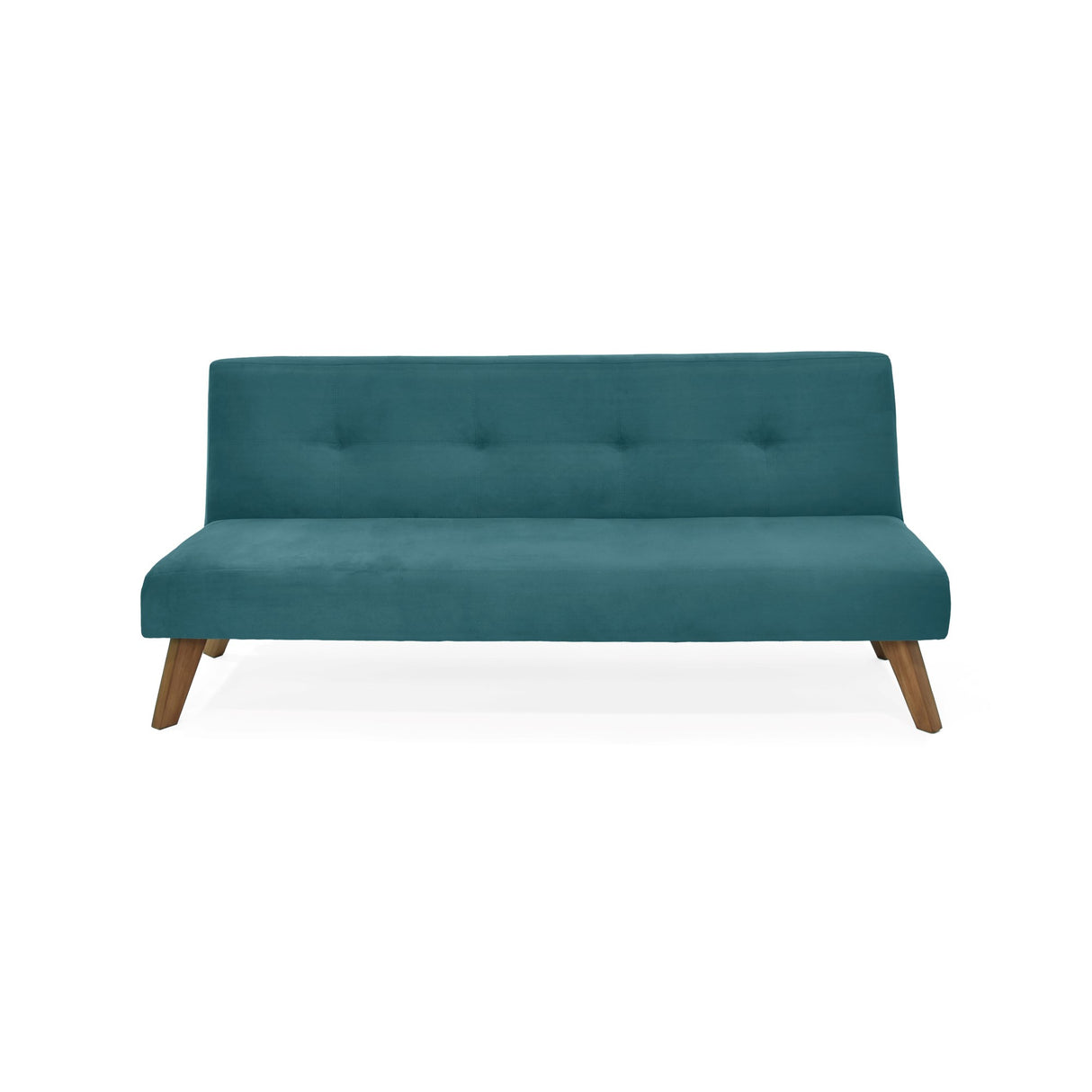Sofá Cama London Petróleo Denver y Matiz Caoba 180x78cm de Dos Puestos Reclinable sin Apoya Brazos