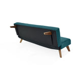 Sofá Cama London Petróleo Denver y Matiz Caoba 180x78cm de Dos Puestos Reclinable sin Apoya Brazos