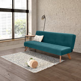 Sofá Cama London Petróleo Denver y Matiz Caoba 180x78cm de Dos Puestos Reclinable sin Apoya Brazos