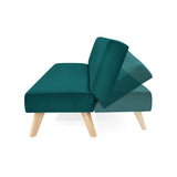 Sofá Cama London Petróleo Denver y Matiz Natural 180x78cm de Dos Puestos Reclinable sin Apoya Brazos