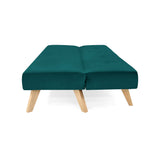 Sofá Cama London Petróleo Denver y Matiz Natural 180x78cm de Dos Puestos Reclinable sin Apoya Brazos
