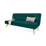 Sofá Cama London Petróleo Denver y Matiz Natural 180x78cm de Dos Puestos Reclinable sin Apoya Brazos