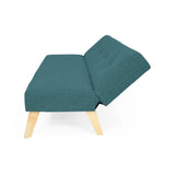 Sofá Cama London Petróleo Eureka y Matiz Natural 180x78cm de Dos Puestos Reclinable sin Apoya Brazos