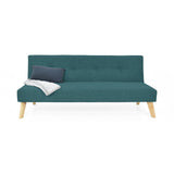 Sofá Cama London Petróleo Eureka y Matiz Natural 180x78cm de Dos Puestos Reclinable sin Apoya Brazos