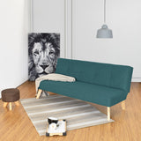 Sofá Cama London Petróleo Eureka y Matiz Natural 180x78cm de Dos Puestos Reclinable sin Apoya Brazos