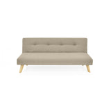 Sofá Cama London Beige Duster y Matiz Natural 180x78cm de Dos Puestos Reclinable sin Apoya Brazos