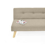 Sofá Cama London Beige Duster y Matiz Natural 180x78cm de Dos Puestos Reclinable sin Apoya Brazos