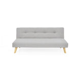Sofá Cama London Plata Duster y Matiz Natural 180x78cm de Dos Puestos Reclinable sin Apoya Brazos