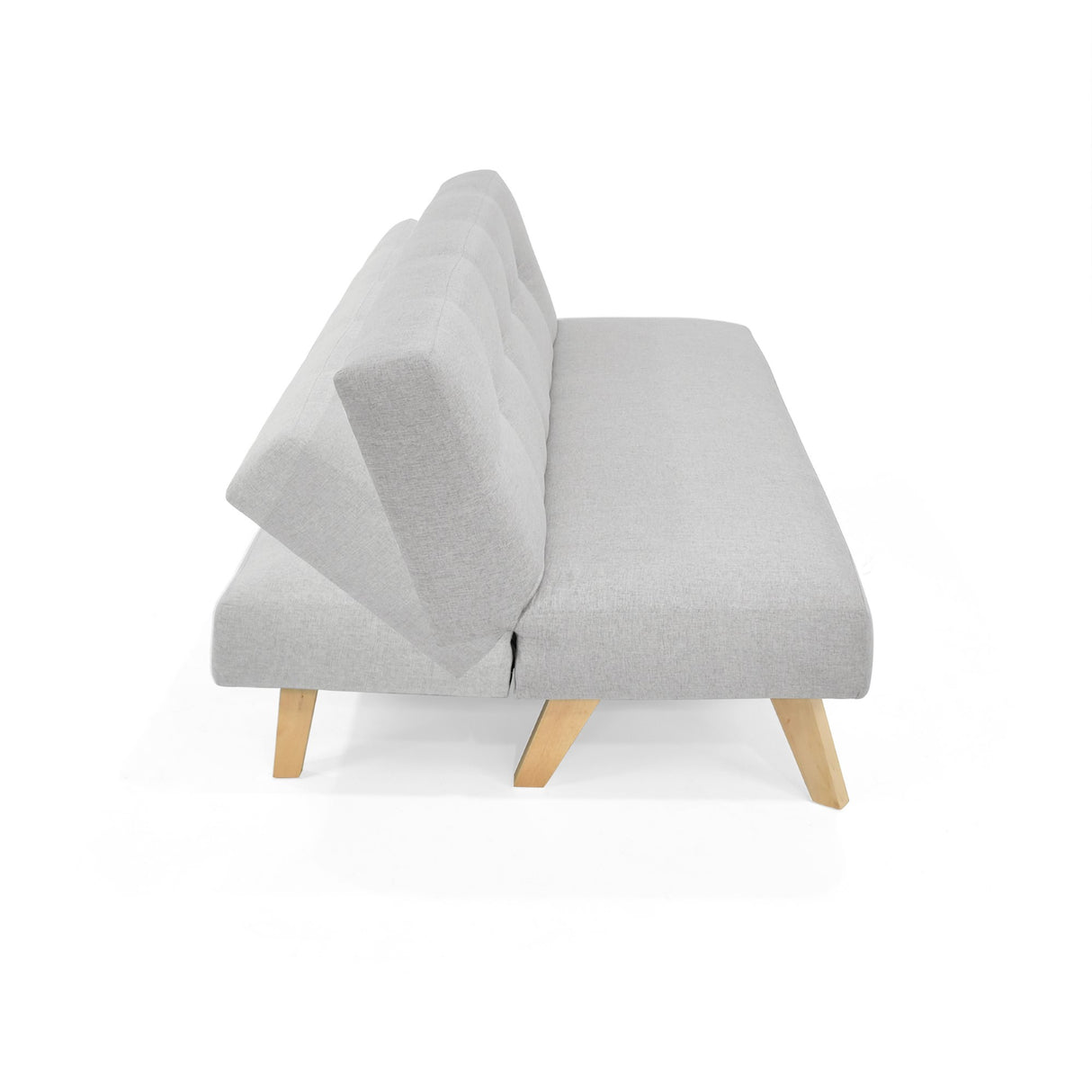 Sofá Cama London Plata Duster y Matiz Natural 180x78cm de Dos Puestos Reclinable sin Apoya Brazos