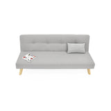 Sofá Cama London Plata Duster y Matiz Natural 180x78cm de Dos Puestos Reclinable sin Apoya Brazos
