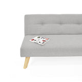 Sofá Cama London Plata Duster y Matiz Natural 180x78cm de Dos Puestos Reclinable sin Apoya Brazos