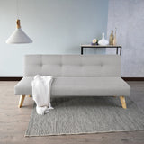 Sofá Cama London Plata Duster y Matiz Natural 180x78cm de Dos Puestos Reclinable sin Apoya Brazos