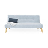 Sofá Cama London Plata Eureka y Matiz Natural 180x78cm de Dos Puestos Reclinable sin Apoya Brazos
