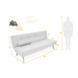 Sofá Cama London Plata Eureka y Matiz Natural 180x78cm de Dos Puestos Reclinable sin Apoya Brazos